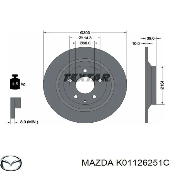Disco do freio traseiro Mazda K01126251C preço, a partir de 48,75 USD