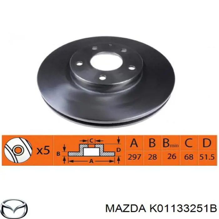 Compre K01133251B Mazda Disco do freio dianteiro