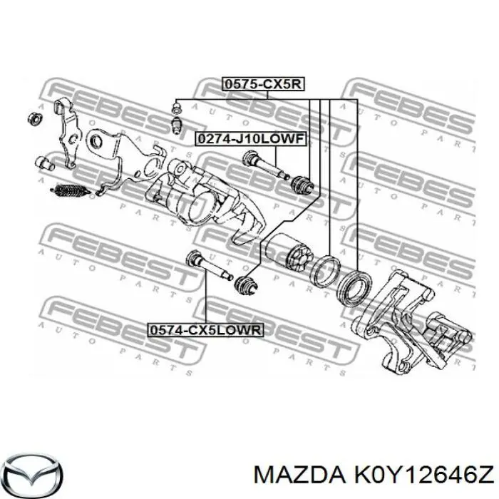 K0Y12646Z Mazda Kit de reparação de suporte do freio traseiro