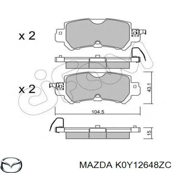 Compre K0Y12648ZC Mazda Sapatas do freio traseiras de disco