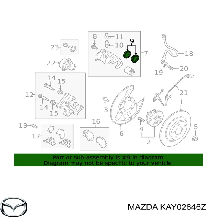 Compre K0Y12646Z Mazda Kit de reparação de suporte do freio traseiro