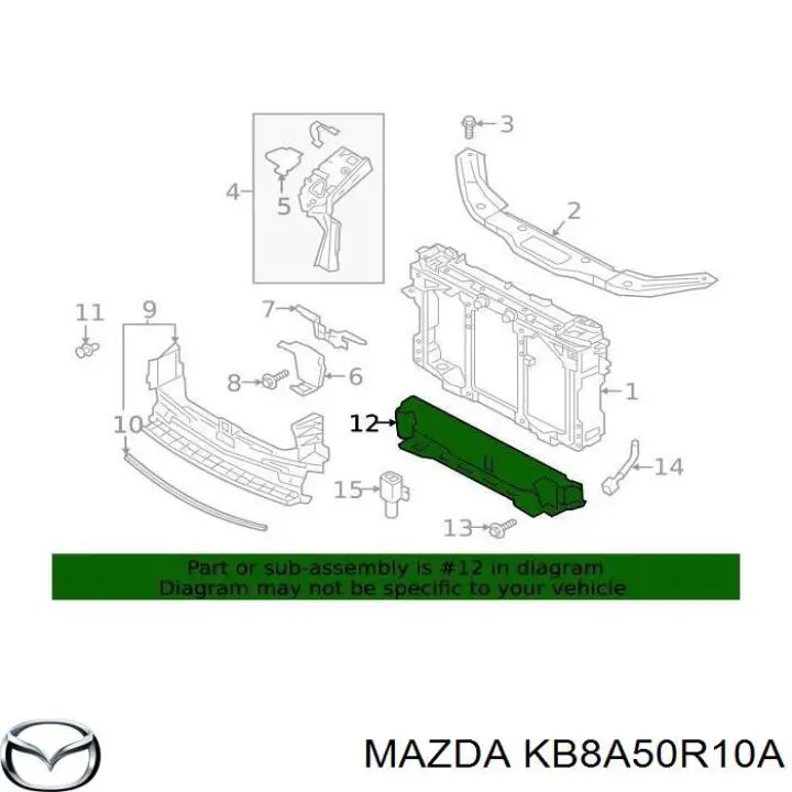 KB8A50R10A Mazda Perciana do radiador de esfriamento