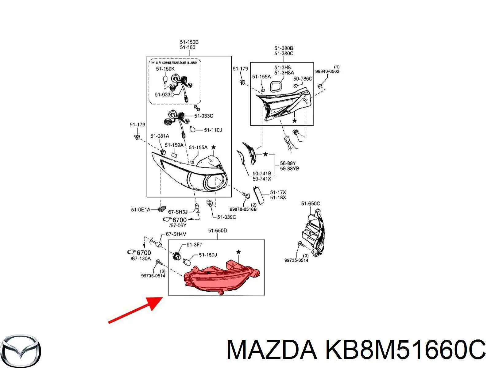 KB8M51660C Mazda Lanterna de nevoeiro traseira esquerda