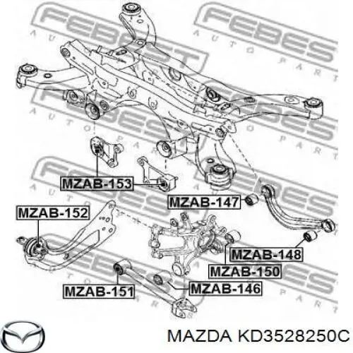 KD3528250C Mazda Braço oscilante (tração) longitudinal inferior esquerdo de suspensão traseira