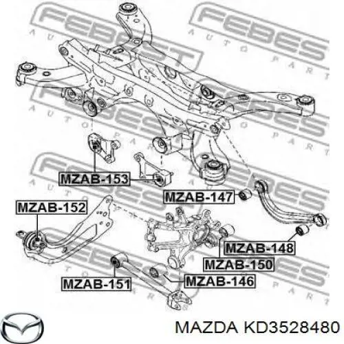 KD3528480 Mazda Bloco silencioso do braço oscilante superior traseiro