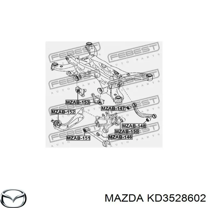 Compre KD3528602 Mazda Bloco silencioso do pino de apoio traseiro