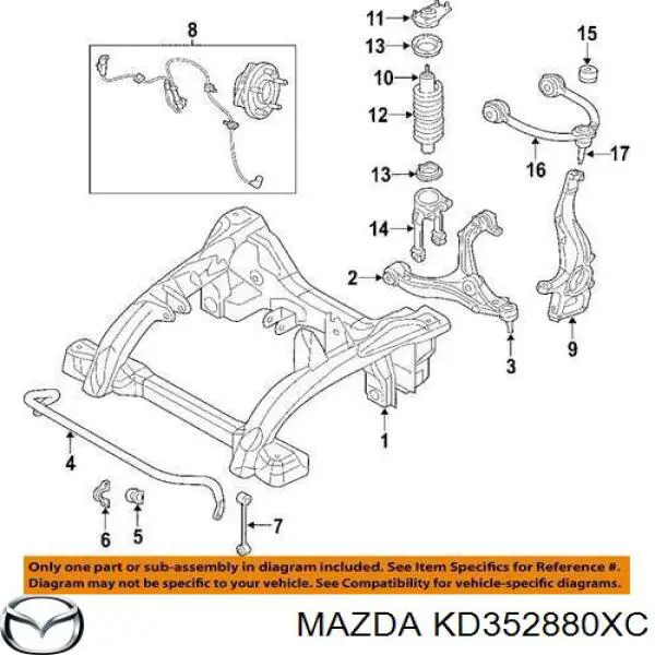 Viga de suspensão traseira (plataforma veicular) Mazda KD352880XC preço, a partir de 466,91 USD