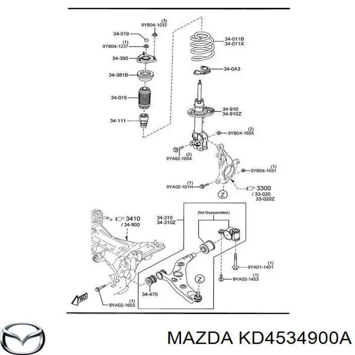 KD4534900A Mazda Amortecedor dianteiro esquerdo