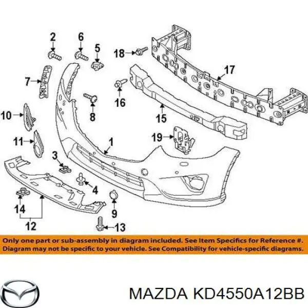 KD4550A12BB Mazda Tampão dianteira do pára-choque do gancho de reboque