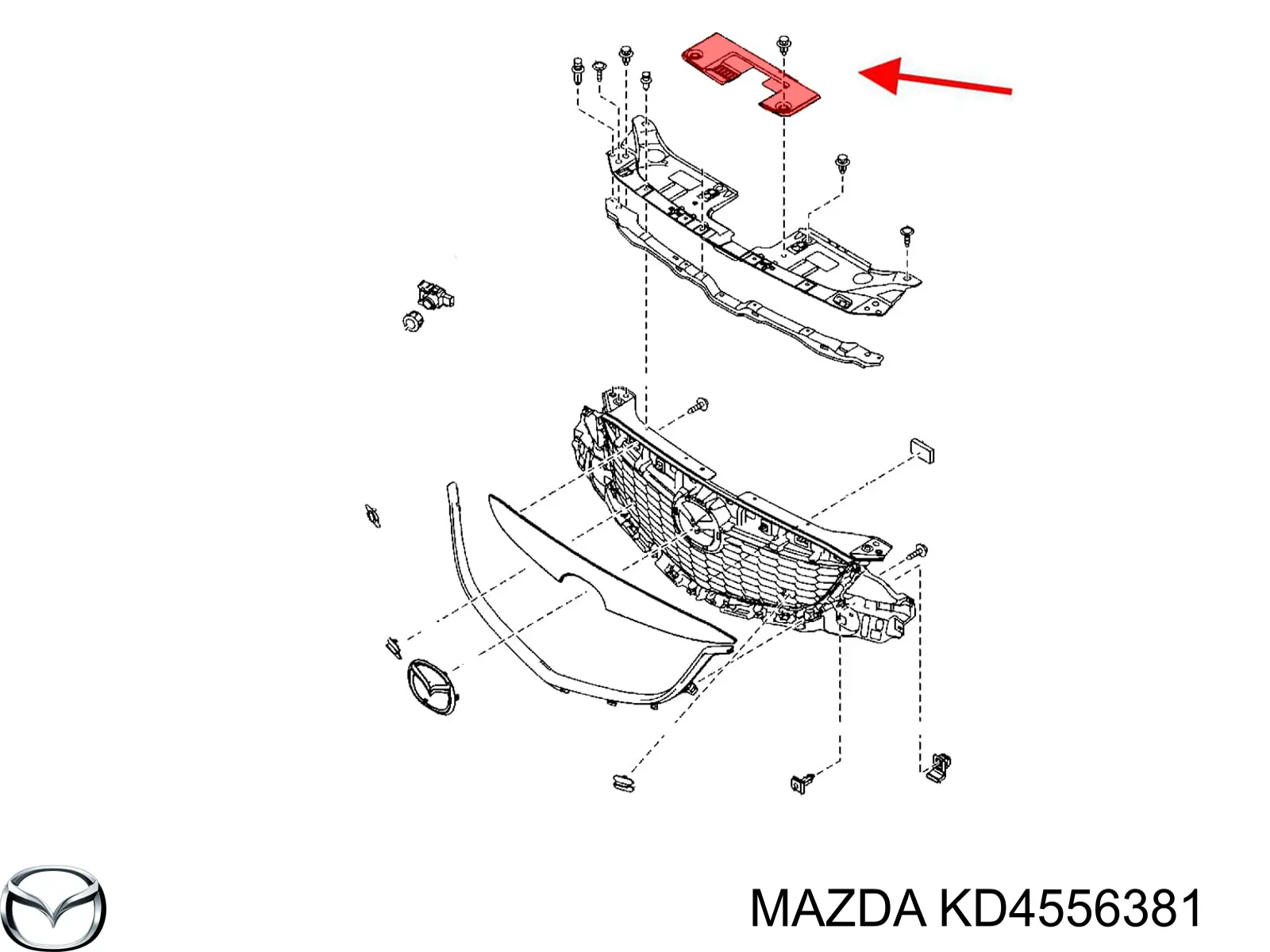 KD4556381 Mazda Placa sobreposta superior do painel dianteiro (de suporte do radiador)