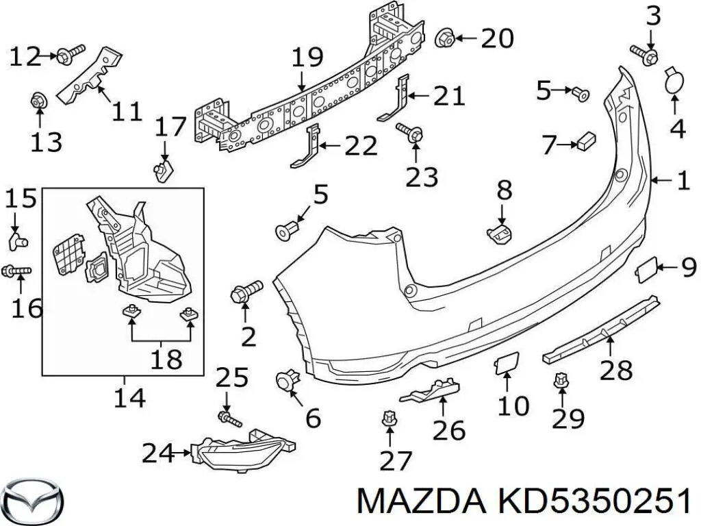 Consola central do pára-choque traseiro Mazda KD5350251 preço, a partir de 2,60 USD