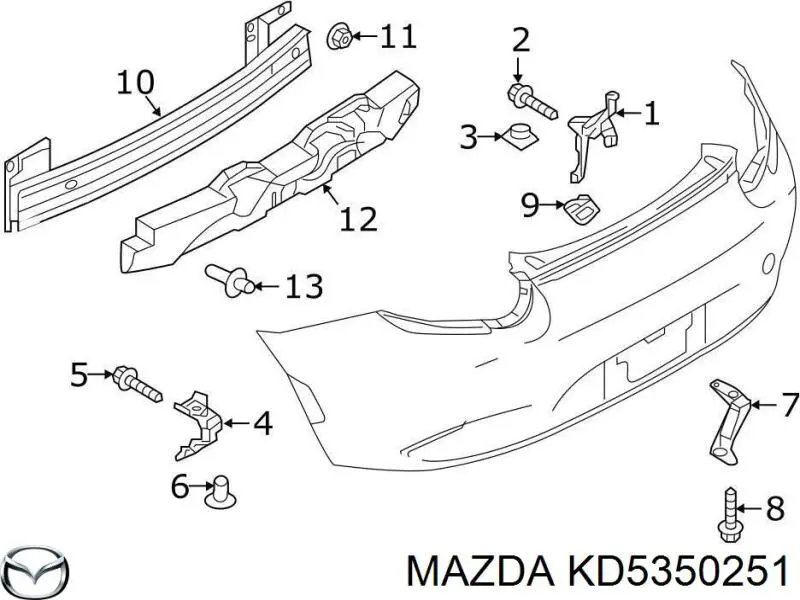 KD5350251 Mazda Consola central do pára-choque traseiro