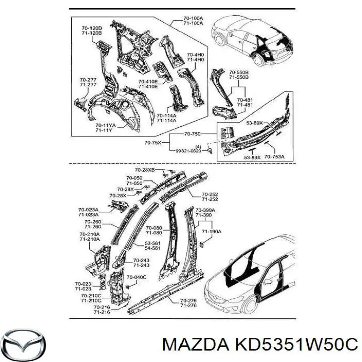 Expansor direito (placa sobreposta) de arco do pára-lama traseiro Mazda KD5351W50C preço, a partir de 44,83 USD