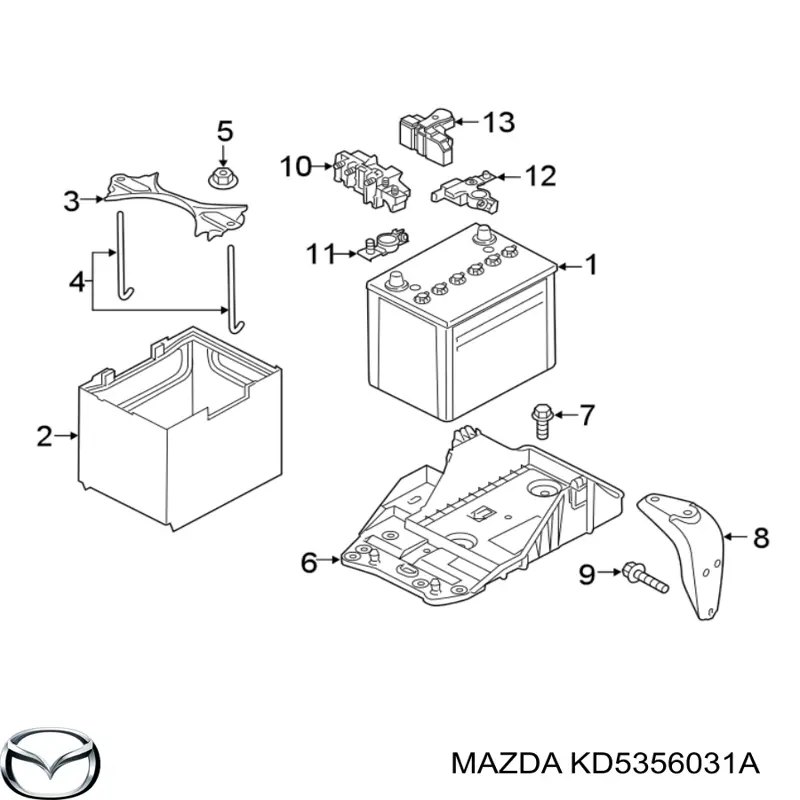 Fixação (suporte) de bateria recarregável Mazda KD5356031A preço, a partir de 13,78 USD