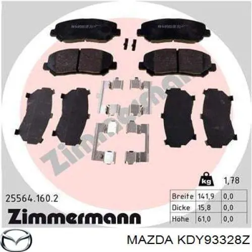 Sapatas do freio dianteiras de disco Mazda KDY93328Z preço, a partir de 31,34 USD