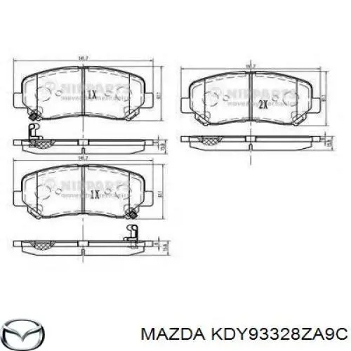 KDY93328ZA9C Mazda Sapatas do freio dianteiras de disco
