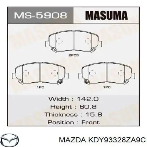 Sapatas do freio dianteiras de disco Mazda KDY93328ZA9C preço, a partir de 64,93 USD