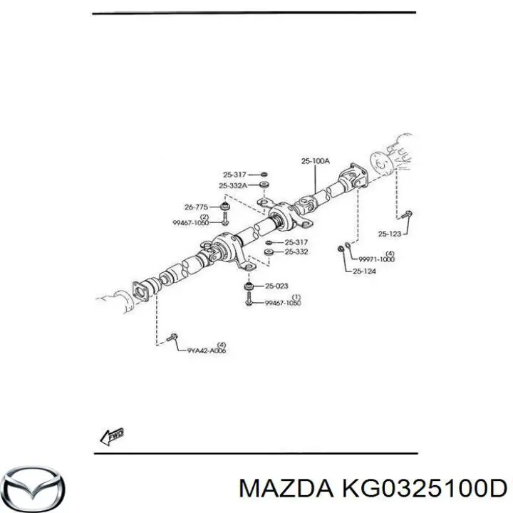 KG0325100D Mazda Junta universal traseira montada