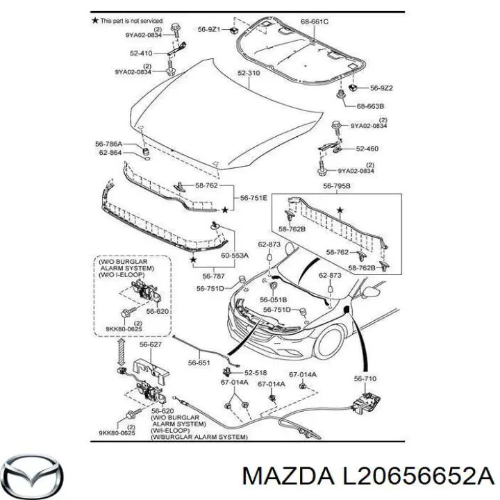 Fixador de suporte da capota Mazda L20656652A preço, a partir de 8,55 USD