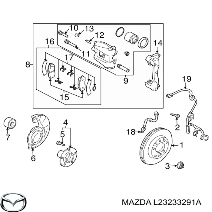 Braçadeira do freio de suporte dianteiro Mazda L23233291A preço, a partir de  USD