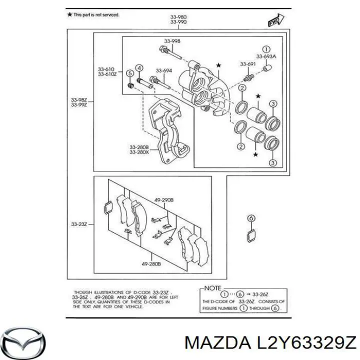 L2Y63329Z Mazda Sapatas do freio dianteiras de disco