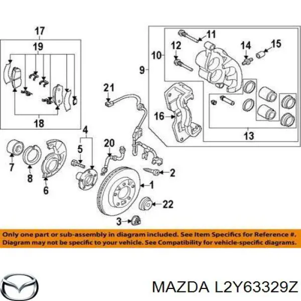 Compre L2Y63329Z Mazda Sapatas do freio dianteiras de disco