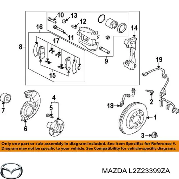 Compre L2Z23399ZA Mazda Suporte do freio dianteiro esquerdo