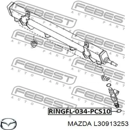 L30913253 Mazda Anel (arruela) do injetor de ajuste