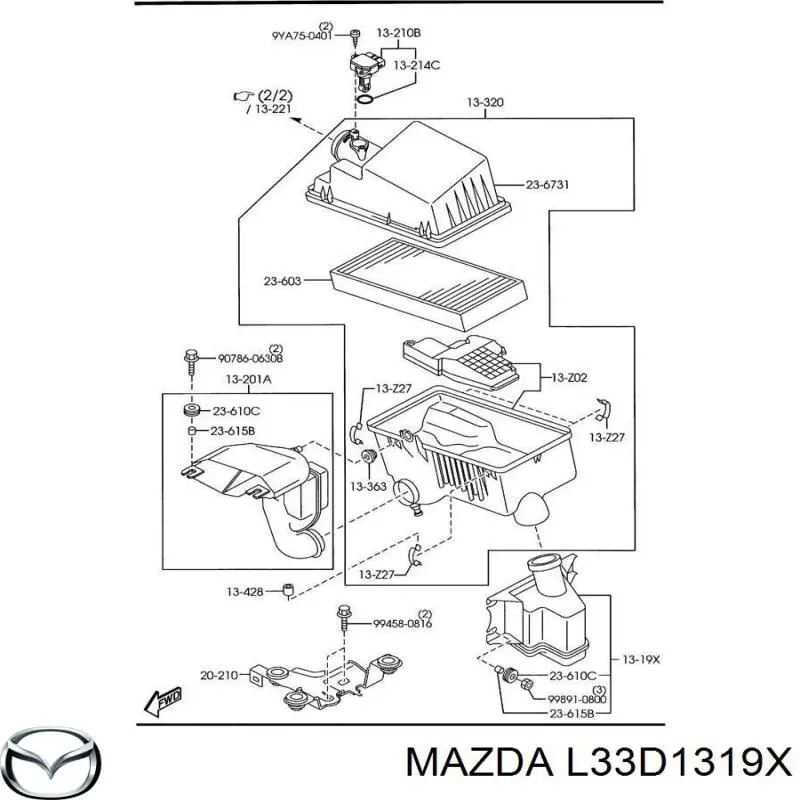 L33D1319X Mazda Ressonador de filtro de ar