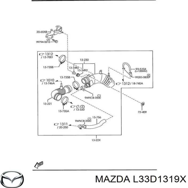 Ressonador de filtro de ar Mazda L33D1319X preço, a partir de 152,19 USD