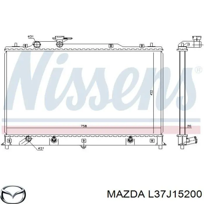Compre L37J15200 Mazda Radiador de esfriamento de motor