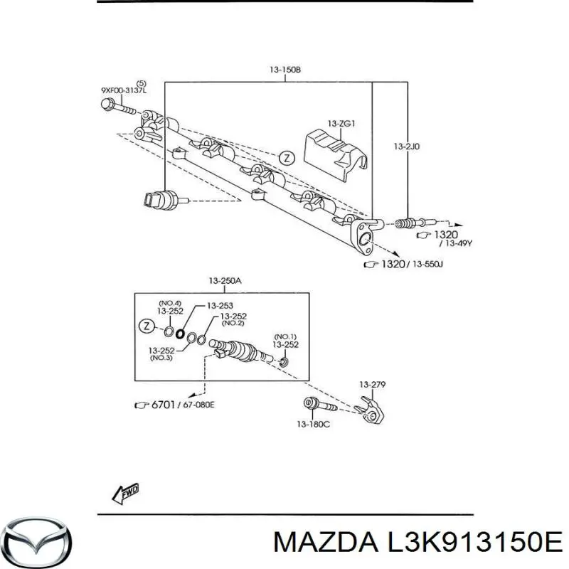 L3K913150E Mazda Distribuidor de combustível (rampa)