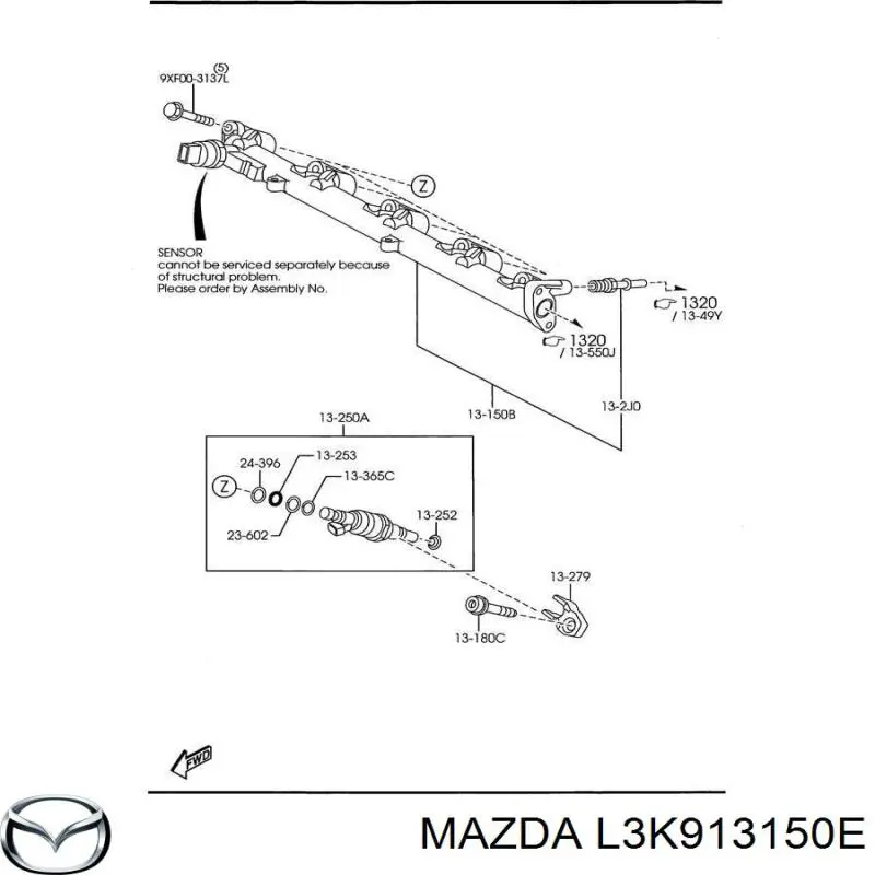 Distribuidor de combustível (rampa) Mazda L3K913150E preço, a partir de 278,74 USD