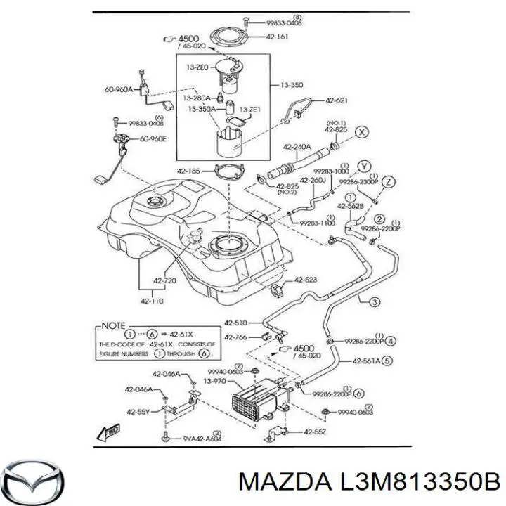 L3M813350B Mazda Elemento de turbina da bomba de combustível