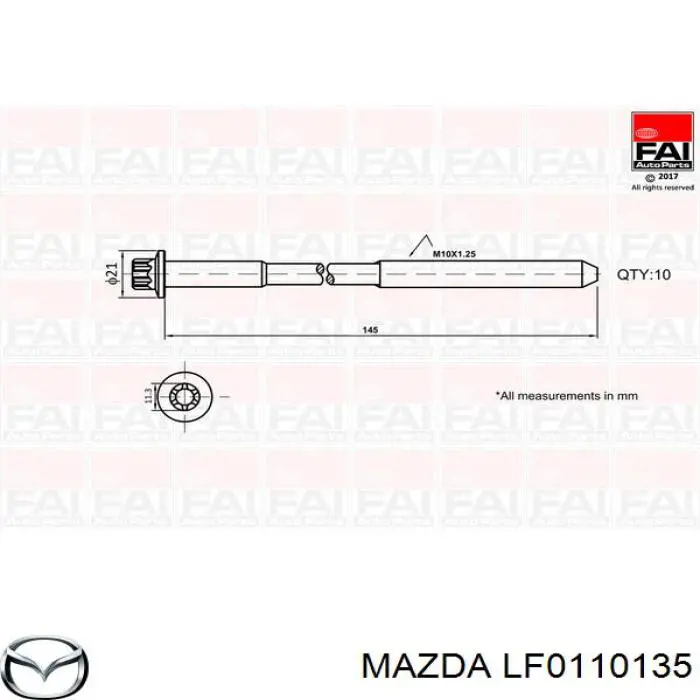 Parafuso de cabeça de motor (CBC) Mazda LF0110135 preço, a partir de 7,02 USD