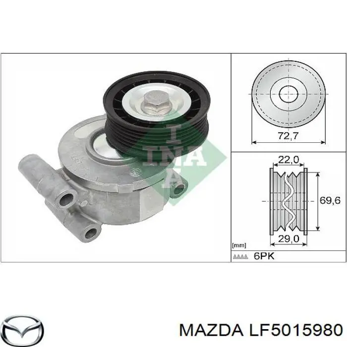 Compre LF5015980 Mazda Reguladora de tensão da correia de transmissão
