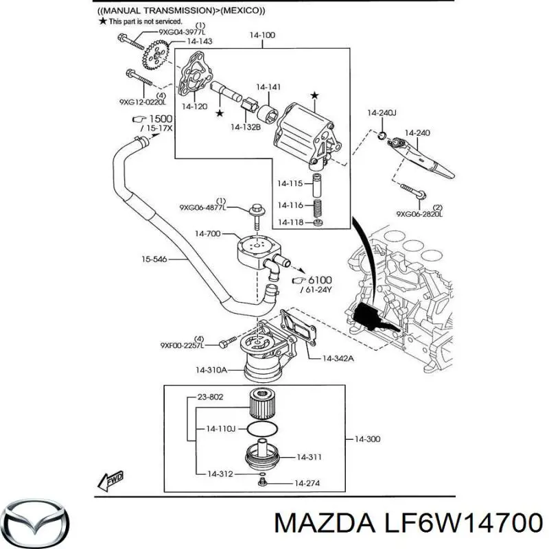 Compre LF6W14700 Mazda Radiador de óleo (frigorífico), debaixo de filtro