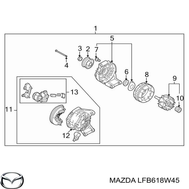 LFB618W45 Mazda Enrolamento do gerador, estator