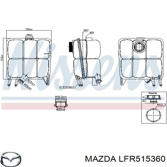 LFR515360 Mazda Tanque de expansão do sistema de esfriamento