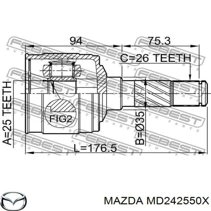Junta homocinética externa dianteira Mazda MD242550X preço, a partir de 42,09 USD