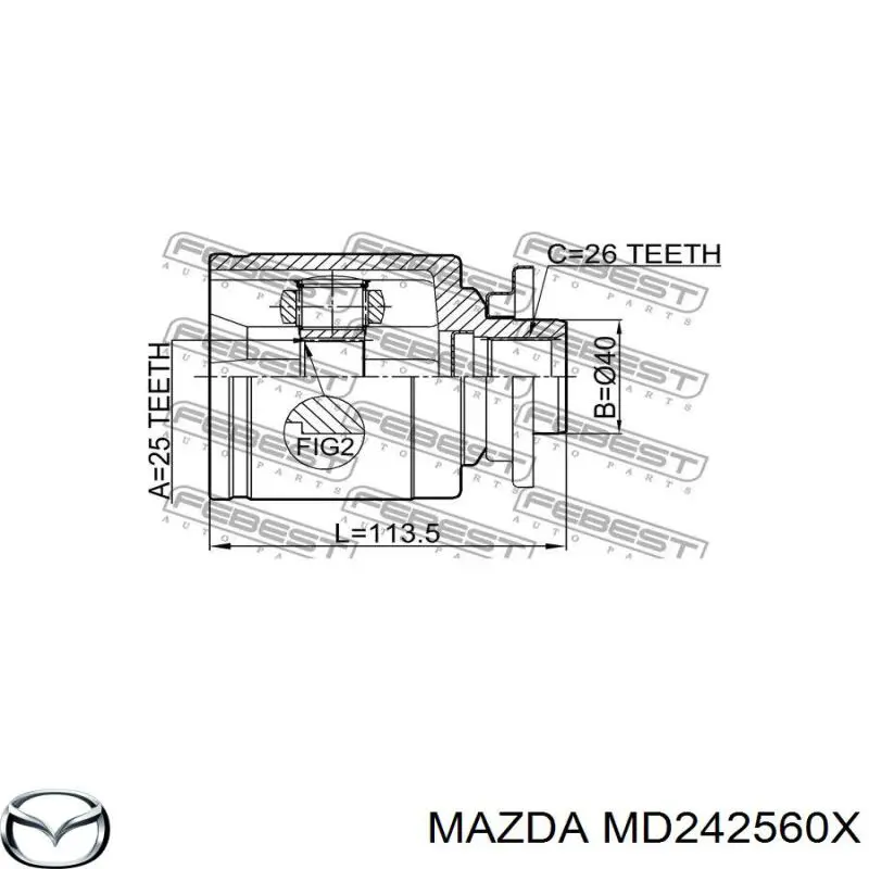Junta homocinética interna dianteira esquerda Mazda MD242560X preço, a partir de 66,05 USD