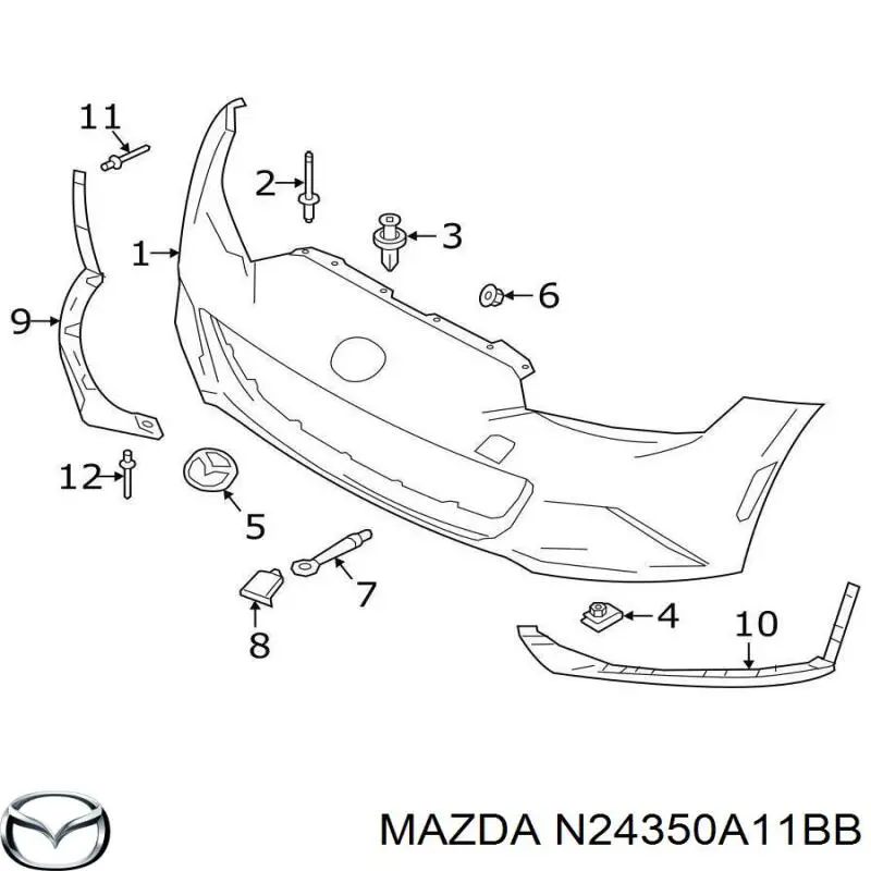 N24350A11BB Mazda Tampão dianteira do pára-choque do gancho de reboque