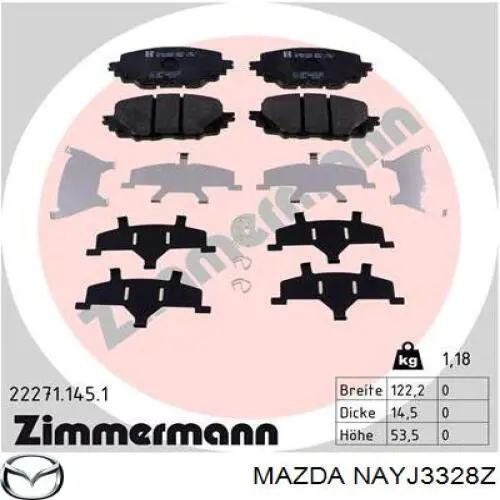 NAYJ3328Z Mazda Sapatas do freio dianteiras de disco