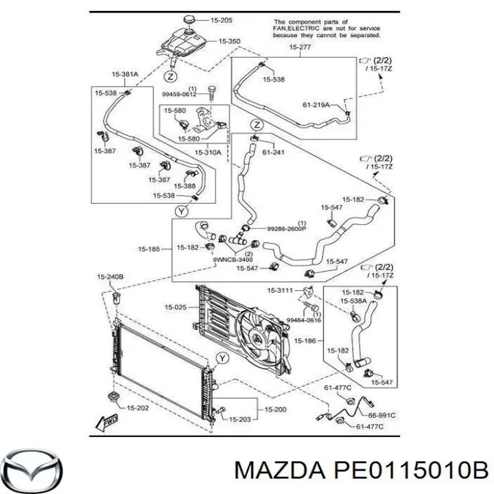 PE0115010B Mazda Bomba de água (bomba) de esfriamento