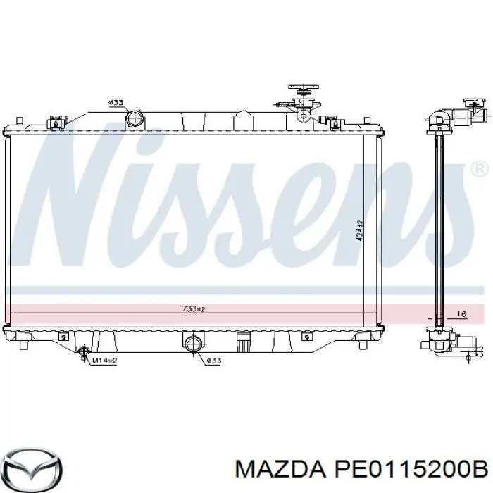 PE0115200B Mazda Radiador de esfriamento de motor