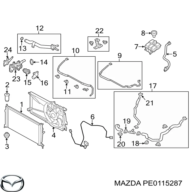PE0115287 Mazda Vedante de bomba de água
