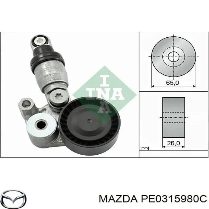 PE0315980C Mazda Reguladora de tensão da correia de transmissão