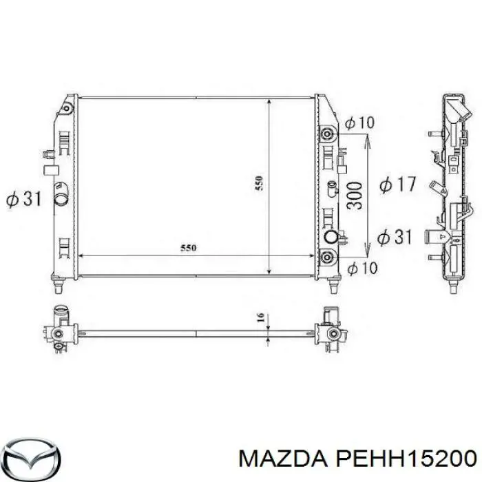 PEHH15200 Mazda Radiador de esfriamento de motor