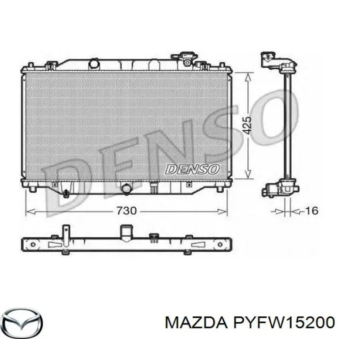 PYFW15200 Mazda Radiador de esfriamento de motor