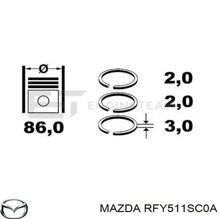 RFY511SC0A Mazda Kit de anéis de pistão de motor, STD.